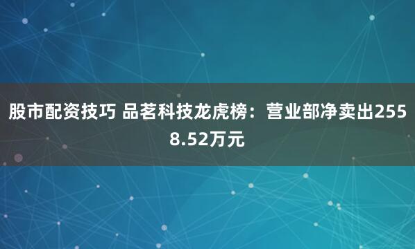 股市配资技巧 品茗科技龙虎榜：营业部净卖出2558.52万元